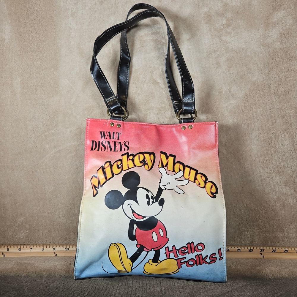 Disney Mickey Mouse Hello Folks Vintage Style PVC Tote Bag Black Red AD032060/04